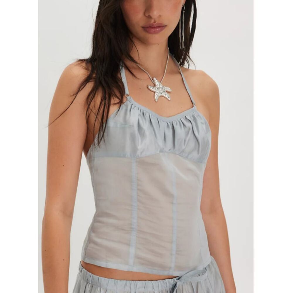 Belle The Label Free People Flore Rhea Halter Corset Top Shear Mist  XL/L NWT